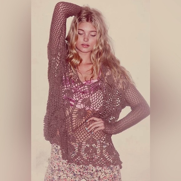 FREE PEOPLE Pacifica Crochet Hooded Sweatshirt - Picture 3 of 8